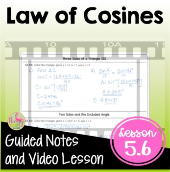 Preview of Law of Cosines Notes with Video (Unit 5) 