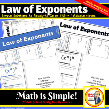 Preview of Law of Exponents Foldable Notes