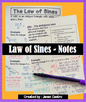 Preview of Law of Sines - Notes