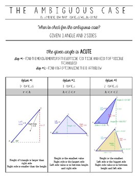 Preview of Law of Sines - Ambiguous Case Handout