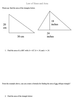 Preview of Law of Sines: Area of Oblique Triangles