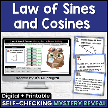 Preview of Law of Sines & Cosines including Applications Self Checking Digital Activity