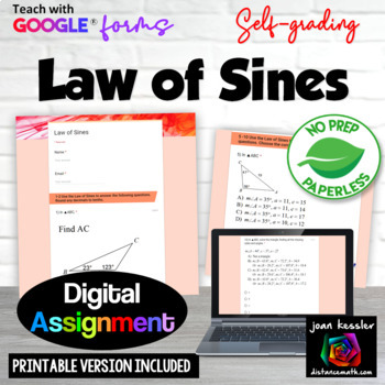 Preview of Law of Sines Assignment Digital plus Print