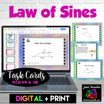 Preview of Law of Sines Task Cards Digital plus Printable plus HW