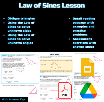 Preview of Law of Sines Trigonometry Lesson :Google Jamboard :Digital