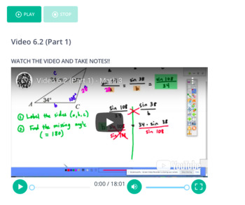 Preview of Law of Sines -- Instructional Videos, Practice Problems, and Assessment