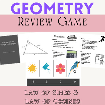 Preview of Law of Sines & Law of Cosines Review Game - Post-It Problems - Oblique Triangles
