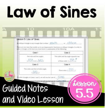 Preview of Law of Sines Notes with Video (Unit 5) 