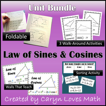 Preview of Law of Sines and Cosines Unit Bundle~Foldable~Ambiguous Case~Activities~Posters