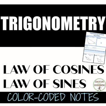 Preview of Law of Sines and Law of Cosines Notes Interactive Notebook 4 Trigonometry
