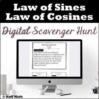 Preview of Law of Sines and Law of Cosines DIGITAL SCAVENGER HUNT