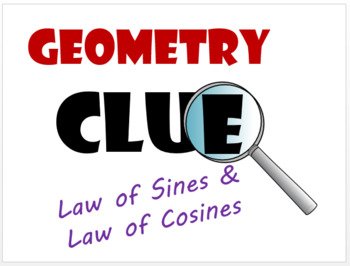 Preview of Law of Sines and Law of Cosines - Geometry Clue - Review Game