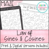 Law of Sines and Law of Cosines Worksheet - Maze Activity