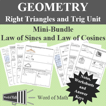 Preview of Law of Sines and Law of Cosines Mini-Bundle