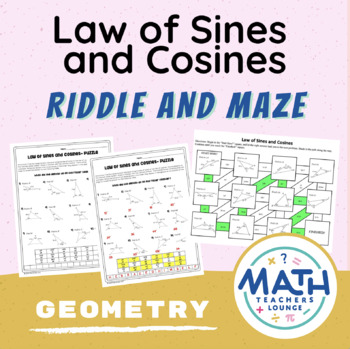 Law of Sines and Law of Cosines - Puzzle Worksheet by Mrs Castro's Class