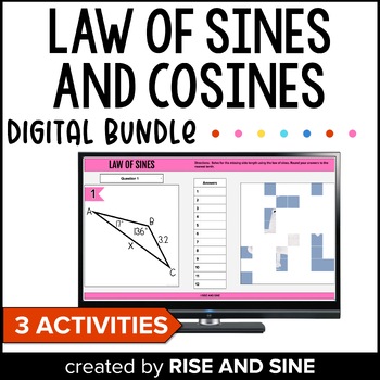 Preview of Law of Sines and Law of Cosines Self-Checking Digital Activity BUNDLE