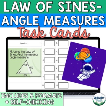 Preview of Law of Sines to Find Missing Angle Measurements Digital and Printable Task Cards