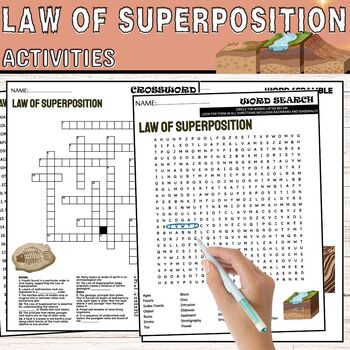 Preview of Law of Superposition Fun Worksheets,Puzzles,Wordsearch & Crosswords