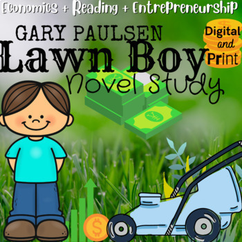 Preview of Lawn Boy Novel Study Digital Comprehension Questions Vocabulary Activities