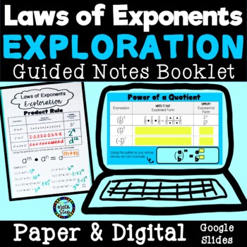 Preview of Exponent Properties Rules Laws of Exponents Exploration Guided Notes