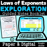 Exponent Rules Laws of Exponents Exploration Guided Notes 