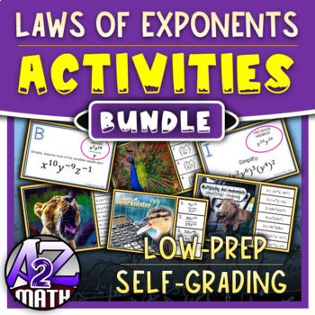 Preview of Laws of Exponents Activities Digital and Printable Bundle