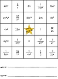 Laws of Exponents Bingo