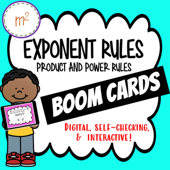 Preview of Laws of Exponents Boom Cards - PRODUCT and POWER RULES Distance Learning