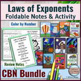 Laws of Exponents Bundle of Foldable Notes & Color by Numb
