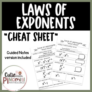 Preview of Laws of Exponents Cheat Sheet