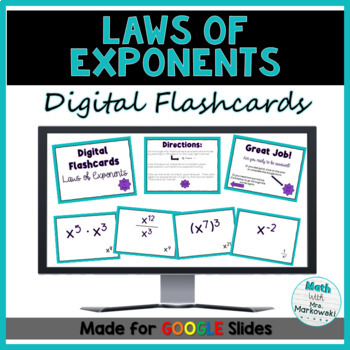 Preview of Laws of Exponents Digital Flashcards and Self-Grading Google Form