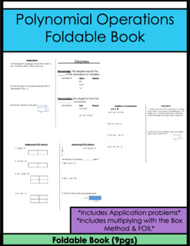 Preview of Polynomial Operations Foldable