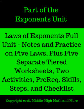 Preview of Laws of Exponents Full Unit - All Student Notes, Worksheets, and Extras