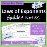 Laws of Exponents Guided Notes - 8th Grade Math Unit