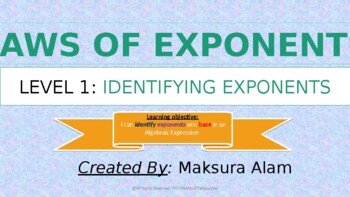 Preview of Laws of Exponents: Identifying Exponents Editable PPT