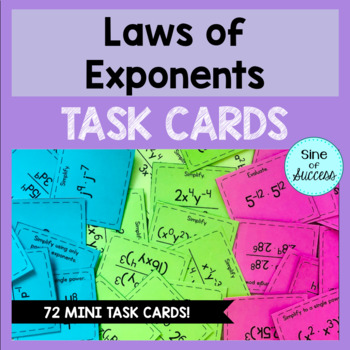 Preview of Laws of Exponents Practice Problems - MINI TASK CARDS