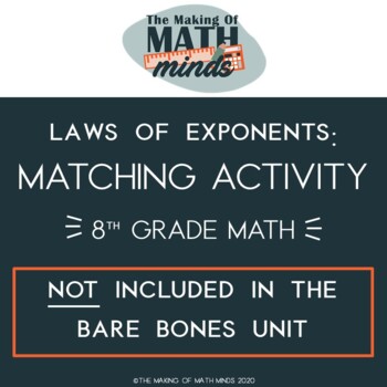 Preview of Laws of Exponents Matching Activity - 8th Grade Math (NOT included in Unit)