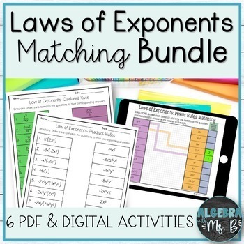 Preview of Laws of Exponents PDF and Digital Activity Bundle