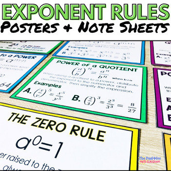 Preview of Laws of Exponents Math Posters and Note Sheets