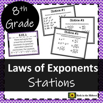 Preview of Laws of Exponents Station Review {8th Grade Math} 8.EE.1
