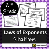 Laws of Exponents Station Review {8th Grade Math} 8.EE.1