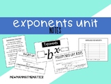 Laws of Exponents Notes Bundle