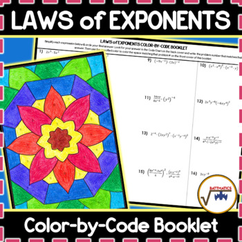 Preview of Laws of Exponents PRINTABLE COLOR-BY-CODE BOOKLET