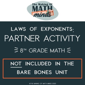 Preview of Laws of Exponents Partner Activity - 8th Grade Math (NOT included in Unit)