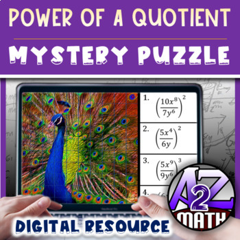 Preview of Laws of Exponents Power of a Quotient Activity Digital Pixel Art Mystery Puzzle