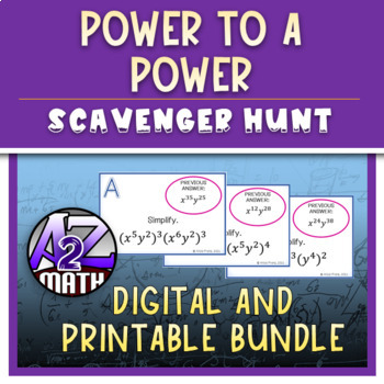 Preview of Laws of Exponents Power to a Power Activity Digital and Printable Scavenger Hunt