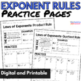 Laws of Exponents Practice Worksheets