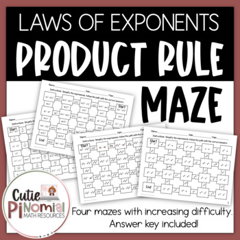 Preview of Laws of Exponents Maze - Product Rule