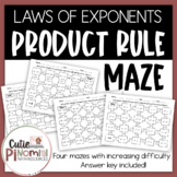 Laws of Exponents Maze - Product Rule