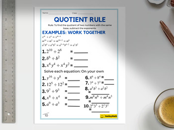 Preview of Laws of Exponents (Quotient Rule)